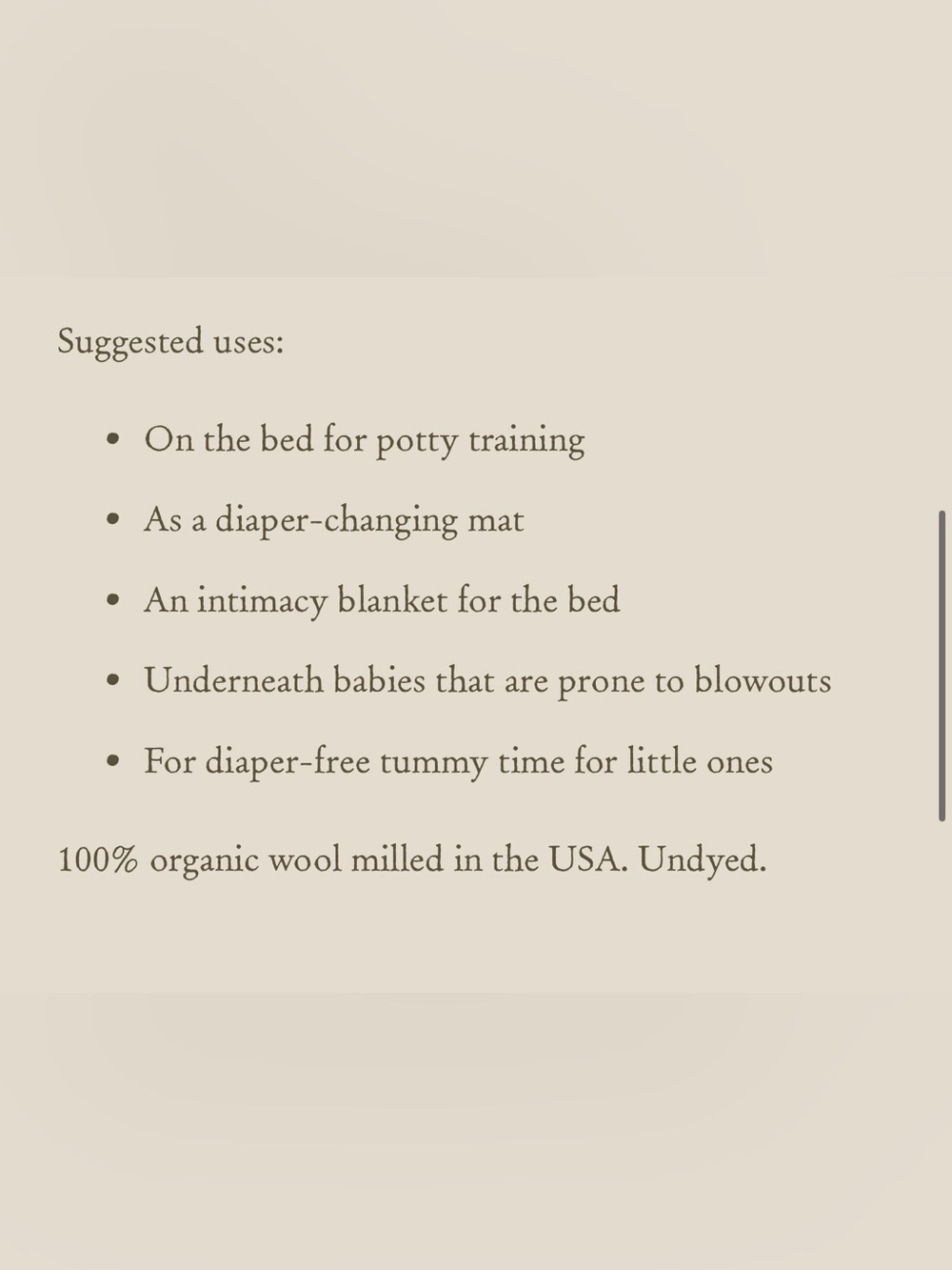 100% Organic Wool Changing Pad - Cream “Puddle Pad” - Picture 11 of 11